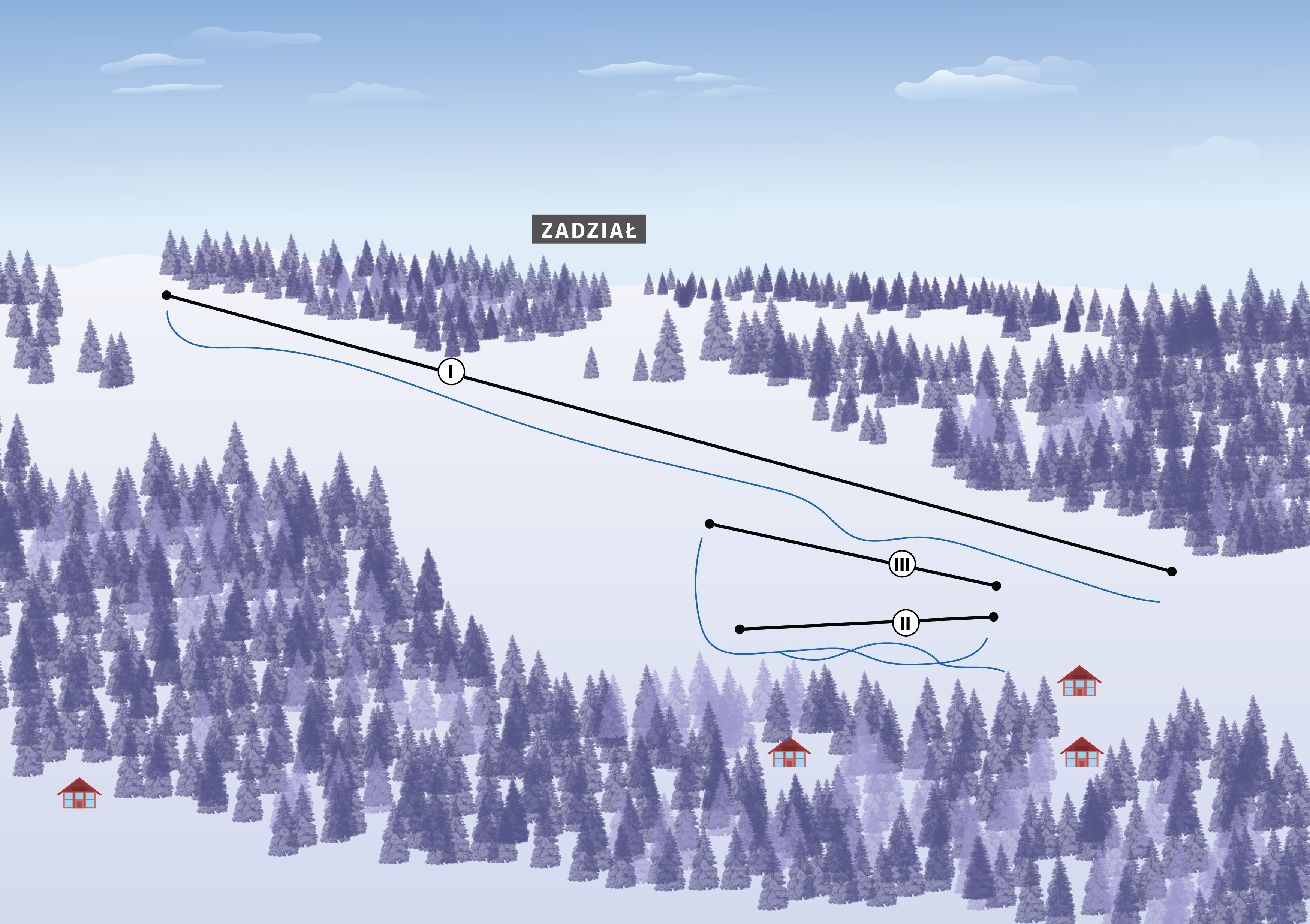 mapa stacji narciarskiej Zadział 