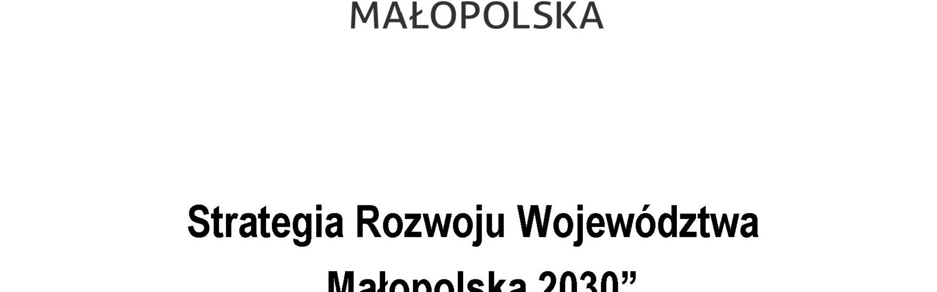 Projekt Strategi Rozwoju Województwa Małopolskiego 2030 gotowy