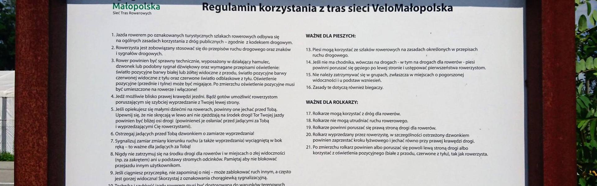 Regulamin tras Velo Małopolska